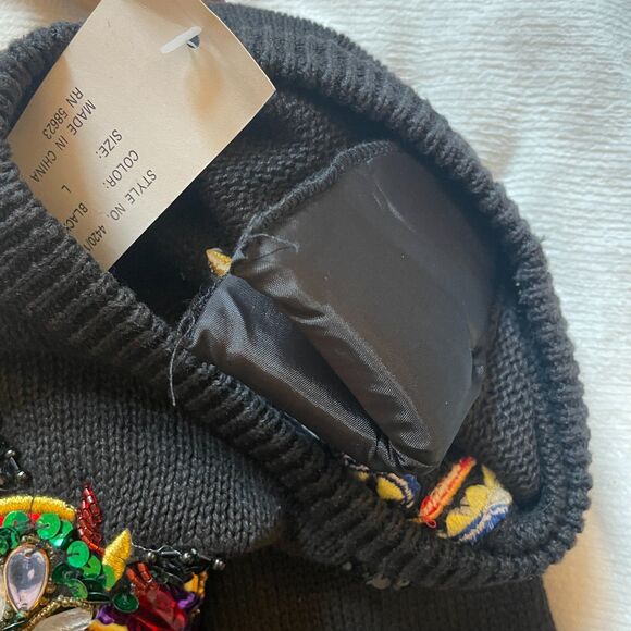 VTG Western Connection NWT 80s Sweater Beaded L Glam Sequin Gemstone Abstract - Picture 10 of 10